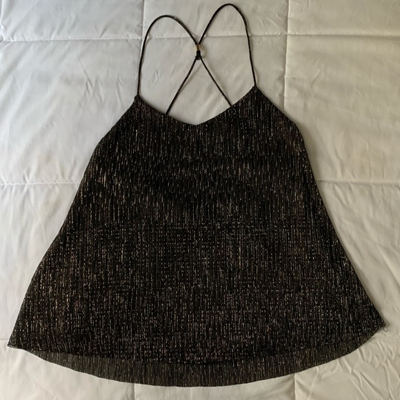 Express Tops - EXPRESS Black and Sparkly Gold Tank Top Cami